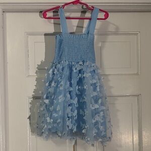 SHEIN Light Blue Butterfly Kids Dress